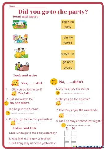 Unit 4: Did you go to the party? Lesson 1