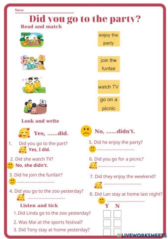 Unit 4: Did you go to the party? Lesson 1