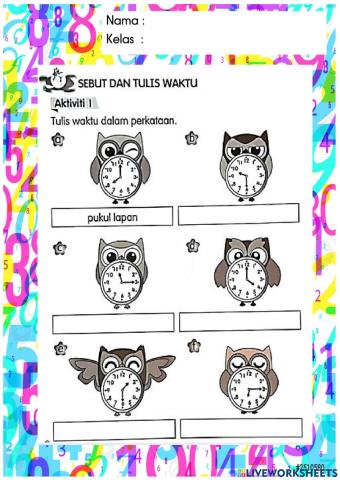 Sebut dan tulis waktu