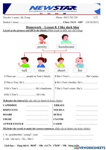 3A11 - Lesson 8 - I like dark blue - 24-10-2021