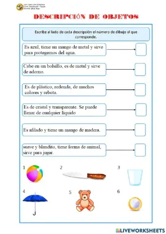 Descripción de un objeto