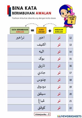 Pelajaran Jawi:Perkataan Imbuhan Awalan