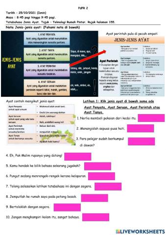 Latihan 1 : Jenis Ayat