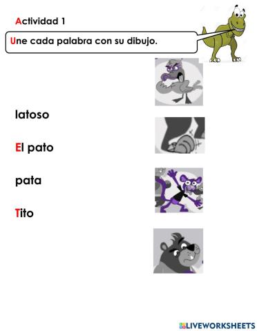 Actividad 1 Unir palabras con t