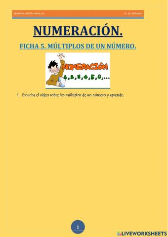 Numeración. Ficha 5.