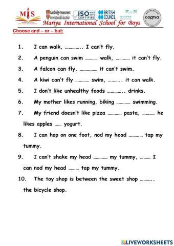 And, or, but exercises