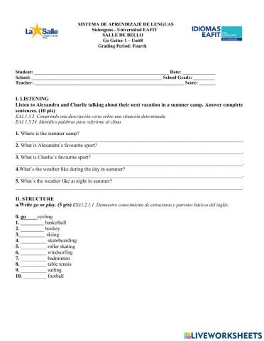 Final Exam Go Getter 1