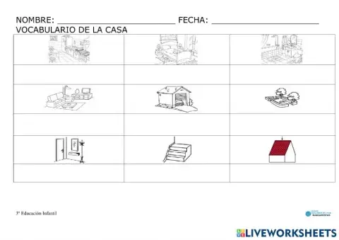Escribir vocabulario de la casa