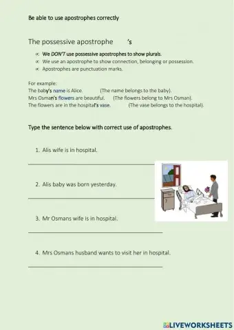 Possessive apostrophes hospital theme