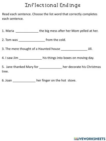 Inflectional Endings Worksheet 3