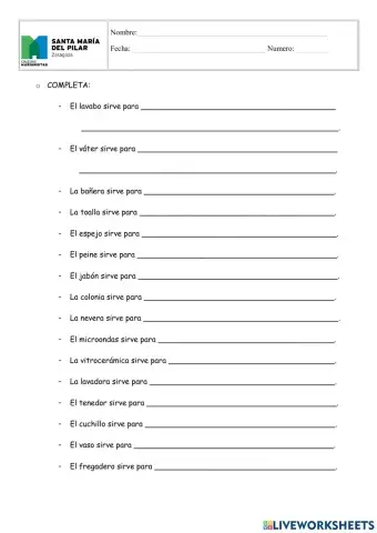 Completar para qué sirve objetos casa1