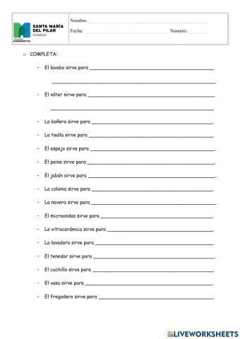 Completar para qué sirve objetos casa1