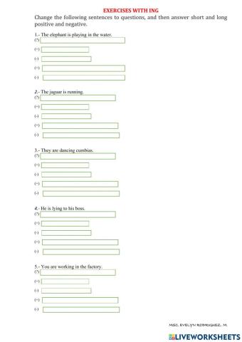 Exercises with ing