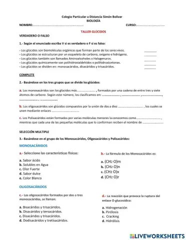 Taller de los Glúcidos