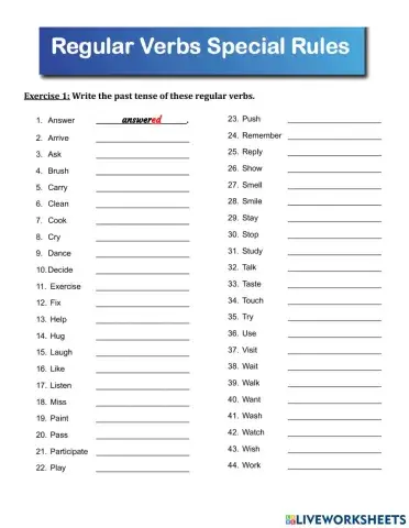 Regular Past Tense Spelling