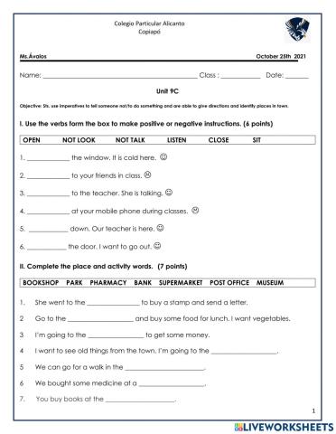 Imperatives and places in town