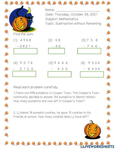Subtraction without Renaming