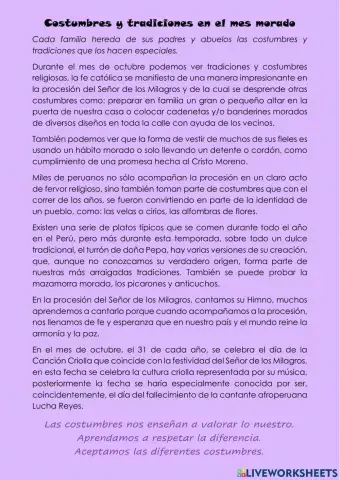 Tradiciones y costumbres en el mes morado