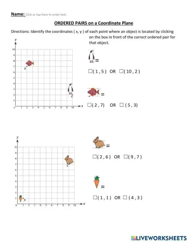 Ordered Pairs on a Coordinate Plane