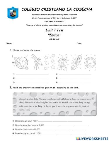 UNIT 7 TEST - BEEP 4