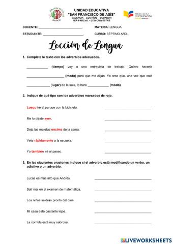 Lección formativa - Adverbios y Uso de la coma