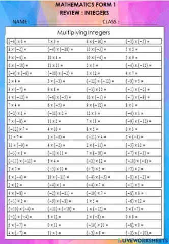 Multiplying Integers