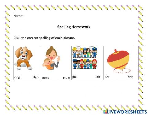 Spelling Homework Week 4