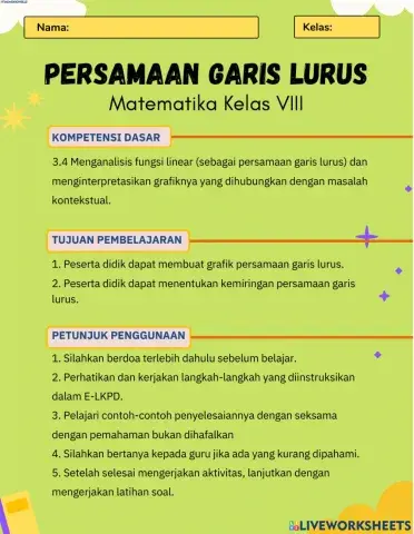 Persamaan Garis Lurus dan Gradien