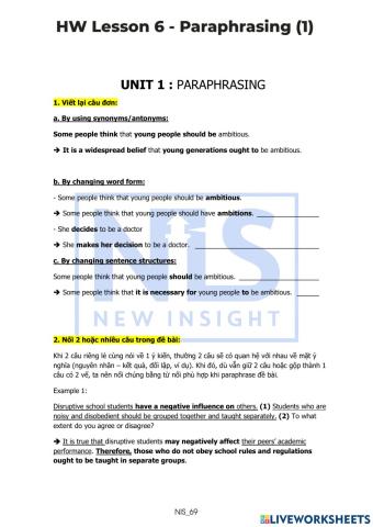 Homework Lesson 6 - Paraphrasing (1)