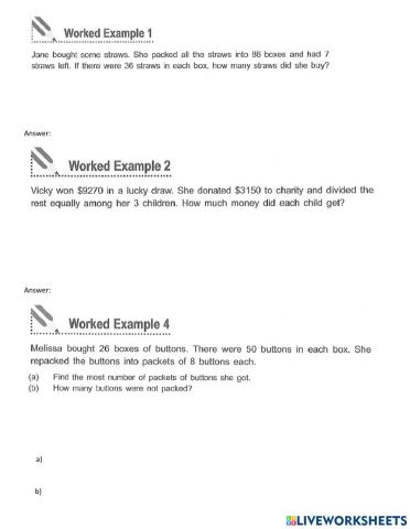 Multiplication and Division Solving Word Problem