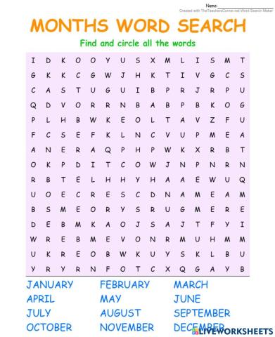 wordsearch months 