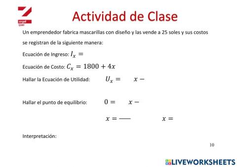 Ecuaciones de la Empresa Punto de Equilibrio 3