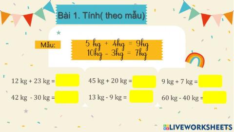 Toán 2 Kilogam tiết 3