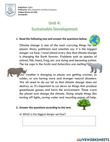 2°M Unit 4: Sustainable Development