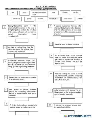Unit 5 : let's experiment