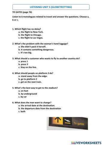 Listening Unit 5 Globetrotting