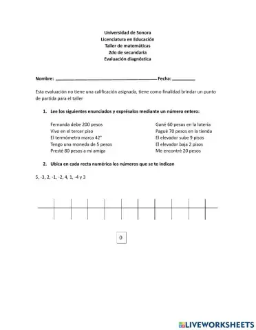 Operaciones con números enteros positivos y negativos