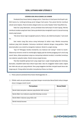 Soal Latihan AKM Literasi 3