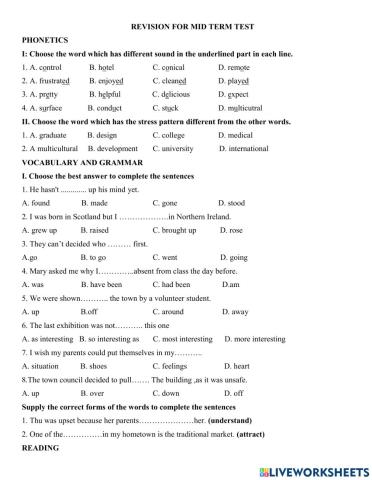 E9 - revision unit 1 2 3