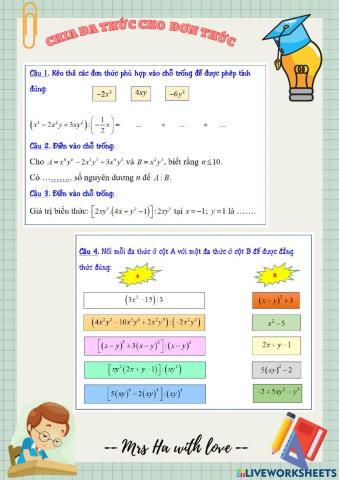 Chia đa thức cho đơn thức