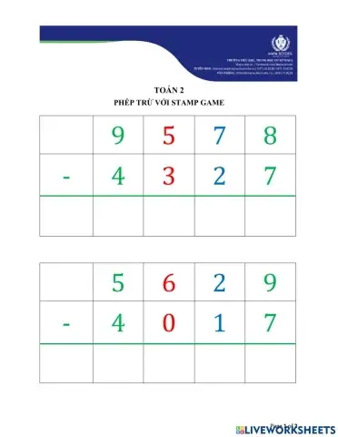 Phép trừ với Stamp Game