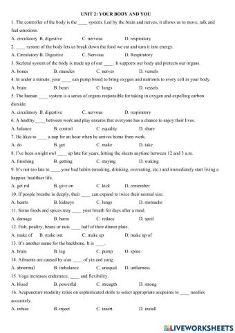 English grade 10. unit 2: your body and you