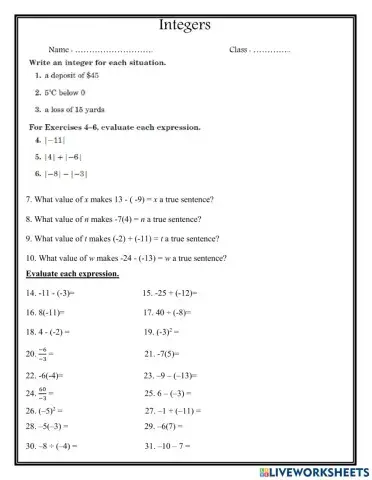 Integers(operations)