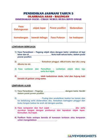 Pendidikan Jasmani Tahun 5