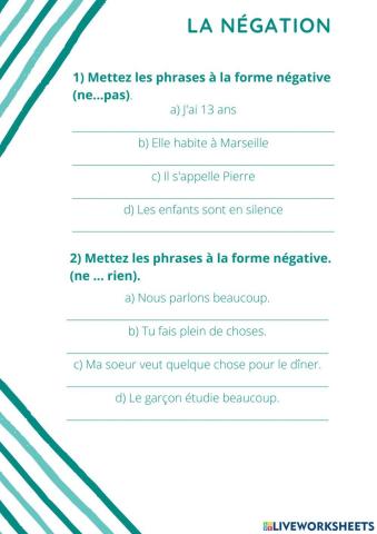 La négation -ne...pas-, -ne...rien-