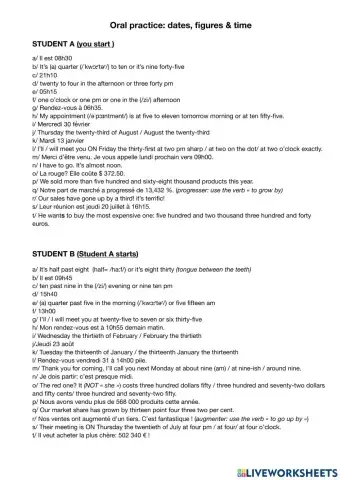 Oral practice:dates, figures and time