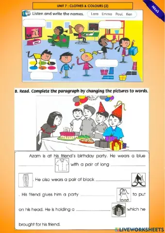 Y2 Unit 7 : Clothes & Colours (2)