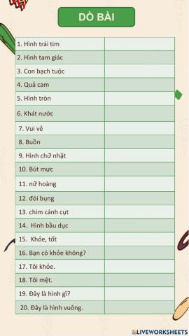 Dò bài lớp 2 25-10