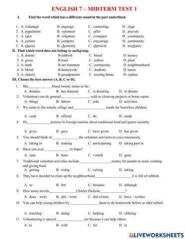 Midterm first semester Grade 7