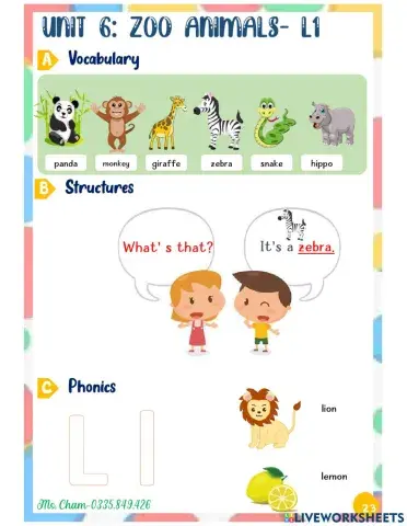 Unit 6: zoo animals- lesson 1